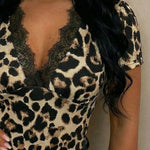 Summer Casual Leopard Print V-Neck T-Shirt