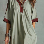 Nadorine Casual Sporty Style Contrast Trim Elastic Hem Midi Dress for Women Casual Elegant Summer 2026 Work Brunch
