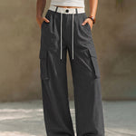 Loose Fit High-Rise Contrast Waistband Cargo Pants