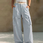 Loose Fit High-Rise Contrast Waistband Cargo Pants