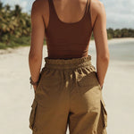 Trendy Elastic Waist Flower Bud Shorts