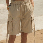 Essential High Waist Drawstring Cargo Shorts
