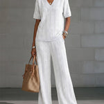 Casual Ultra Soft Ribbed Knit T-Shirt and Pants Set