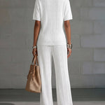 Casual Ultra Soft Ribbed Knit T-Shirt and Pants Set
