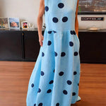 Chic Polka Dot Sleeveless Maxi Dress with Utility Pockets