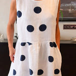 Chic Polka Dot Sleeveless Maxi Dress with Utility Pockets