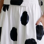 Polkadot Elastic Waist Pocket Detail Midi Skirt