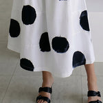Polkadot Elastic Waist Pocket Detail Midi Skirt