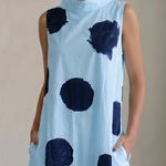 Classic Polka Dot Sleeveless Collared Midi Dress