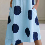 Classic Polka Dot Sleeveless Collared Midi Dress