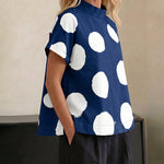 Casual Loose Fit Polka Dot Blouse