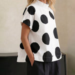 Casual Loose Fit Polka Dot Blouse