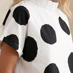 Casual Loose Fit Polka Dot Blouse