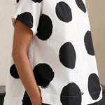 Casual Loose Fit Polka Dot Blouse