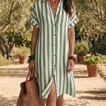 Casual Timeless Vertical Striped Shirt Dress