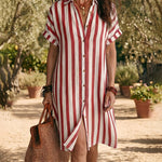 Casual Timeless Vertical Striped Shirt Dress