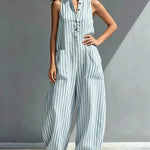 Classic Casual Stripe Shirt Dress with Pockets