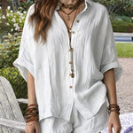 Vacation Casual Linen Style Shirts and Shorts Set