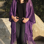 Elegant Metallic Mesh Festival Kimono Cover Up