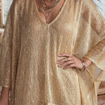 Luxury Shiny Metallic Textured Fringe Hem Cover Up