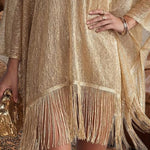Luxury Shiny Metallic Textured Fringe Hem Cover Up