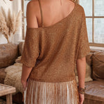 Off The Shoulder Fringe Hem Cover Up Top