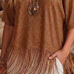 Off The Shoulder Fringe Hem Cover Up Top