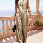 Fashion Metallic Texture Fabric Vacation Party Matching Sets