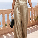 Fashion Metallic Texture Fabric Vacation Party Matching Sets