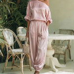 Elegant Satin Slant Off-the-Shoulder Design Matching Set