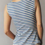 Timeless Ribbed Striped Sleeveless Button Down Top