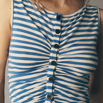 Timeless Ribbed Striped Sleeveless Button Down Top