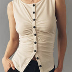 Casual Slim Fit Sleeveless Button Up Tank Top