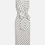 Elegant Polka Dot Print Bow Tie Waist Midi Dress
