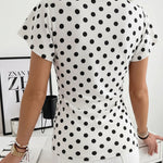Classic Polka Dot Printed Wrap Style Blouse