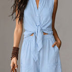 Vacation-Ready 100% Cotton Sleeveless Top Set