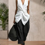 Leisure 100% Cotton Twist Sleeveless Top Balloon Pants Set