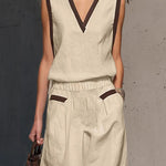Effortless Leisure Contrast Color 100% Cotton Matching Set