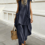 Relaxed 100% Cotton Sleeveless Top and Lantern Pants Set
