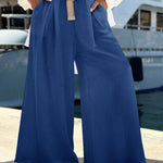 Casual Crinkled Texture Wide-Legs Pants