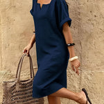 Casual Daily 100% Cotton Straight Cut Dress