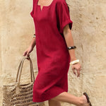 Casual Daily 100% Cotton Straight Cut Dress