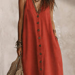 Summer Casual 100% Cotton Open-Back Maxi Dress