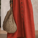 Summer Casual 100% Cotton Open-Back Maxi Dress