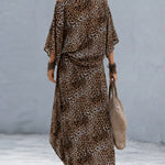 Leopard Print Chiffon Off-the-Shoulder Top and Skirt Set