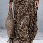 Leopard Print Chiffon Off-the-Shoulder Top and Skirt Set