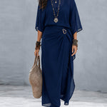Leopard Print Chiffon Off-the-Shoulder Top and Skirt Set