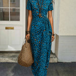 Comfy High Stretch Leopard Print Twist Details Dress