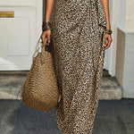 Comfy High Stretch Leopard Print Twist Details Dress