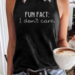Vintage Distressed Letter Print Crew Neck Tank Top